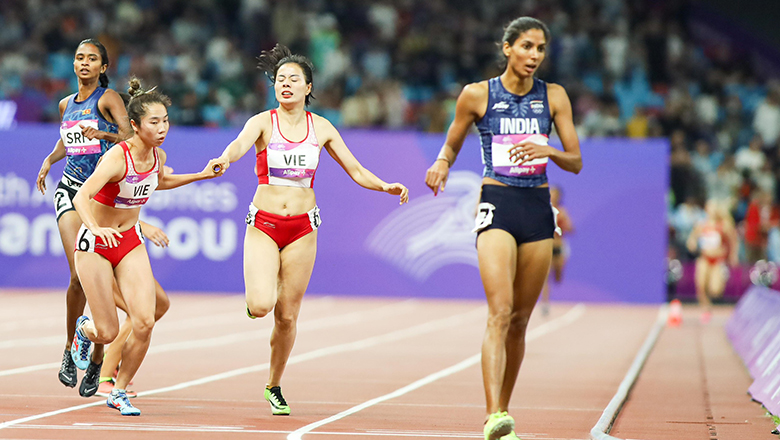 Vietnam missed a track and field medal to run 4x400m female relay at ASIAD 19 - Photo 1
