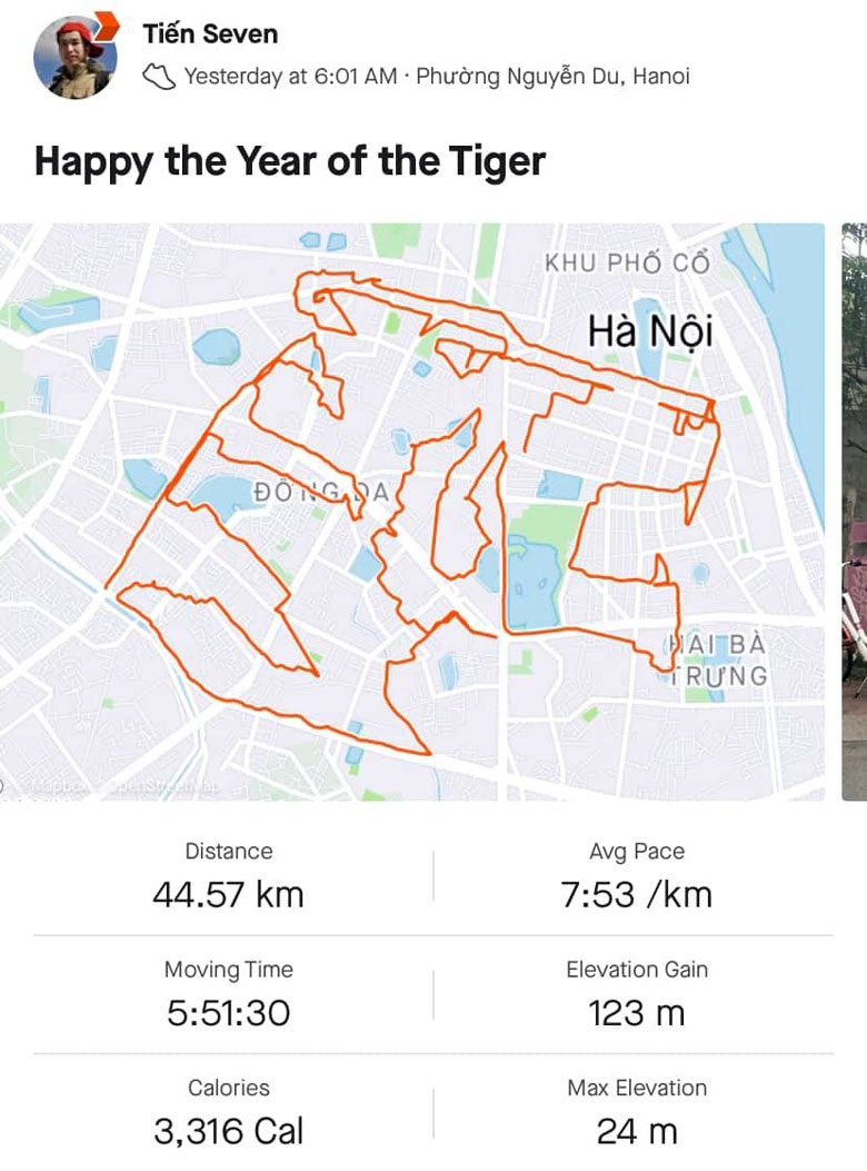 The movement athlete runs more than 100km to draw tiger pictures to celebrate the year of the Tiger - Photo 1
