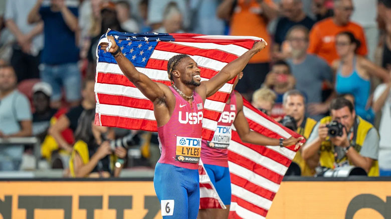 Noah Lyles reproduces Usain Bolt's achievements, winning 3 continuous world gold medals - Photo 1